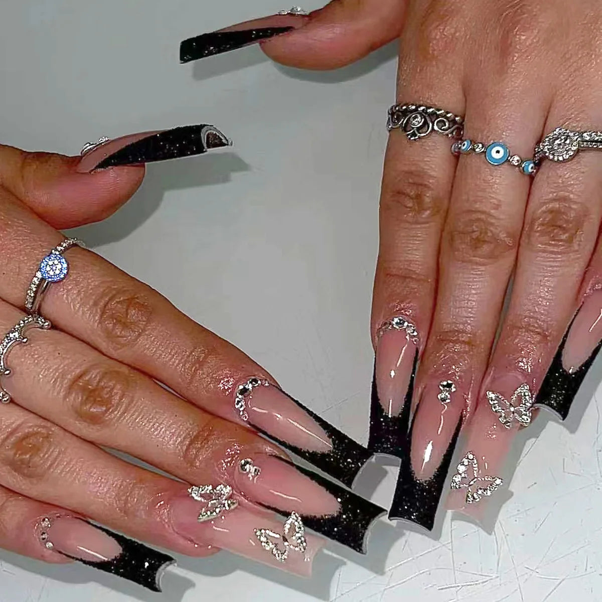 Long Square Press on Charm Nails Durable Wear