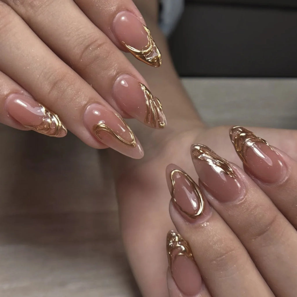 Pink Flower Almond Kawaii Press on Nails