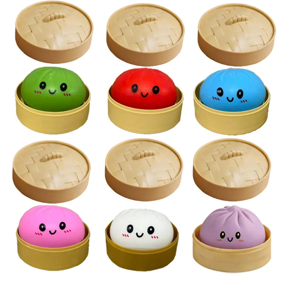Mystery Random Dumpling Squishies Cute Colorful Bun Toy Stress Relief Fidget