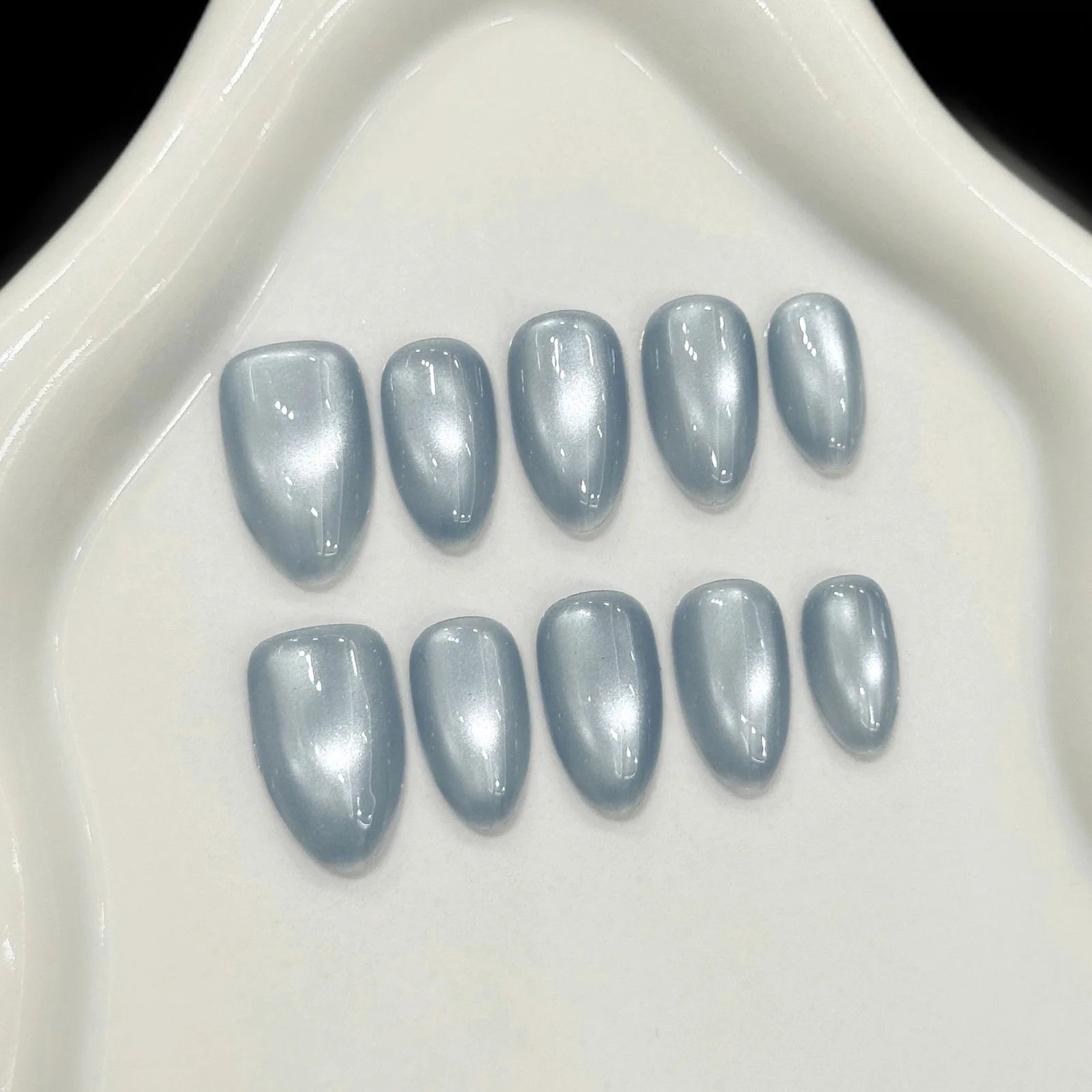 Handmade Glass Bead Cat Eyes Press on Nails