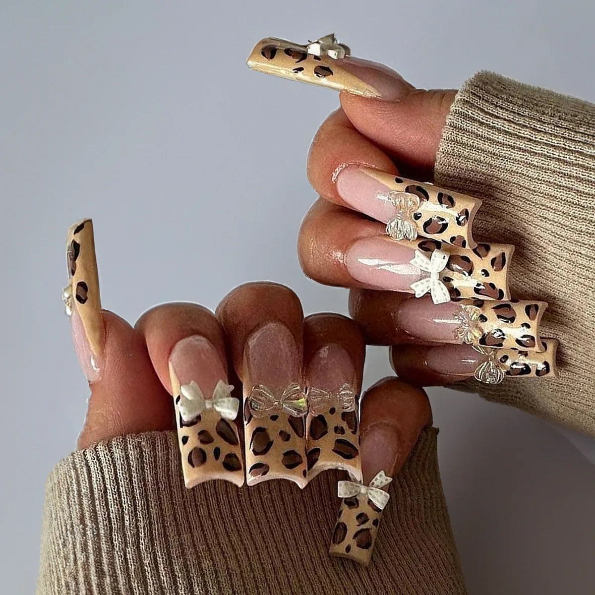 Long Square Press on Charm Nails Durable Wear