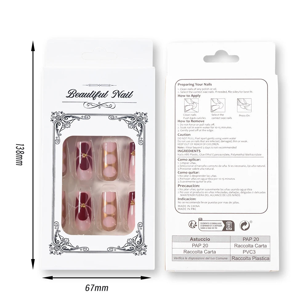 Stunning Retro Flower Y2k Caviar Bead Floral Press on Nails