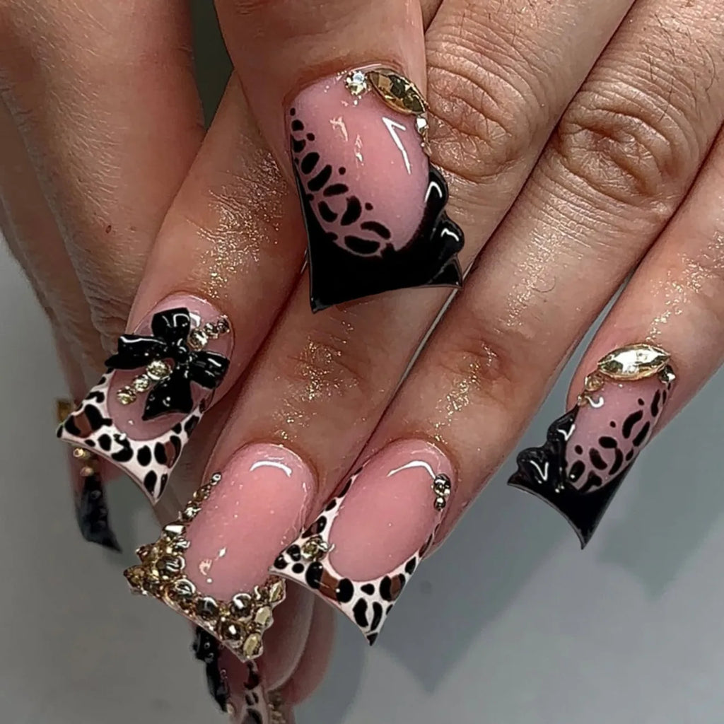 Nude Pink Sweet Press On Nails Short French With 3D Decor