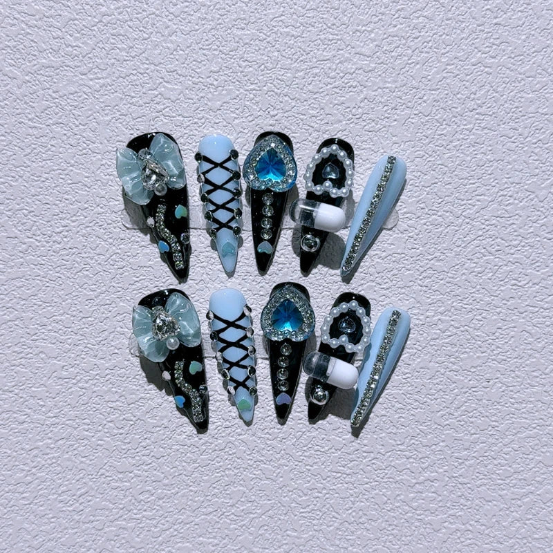 Long Y2K Stiletto Press on Gothic Alt Nails
