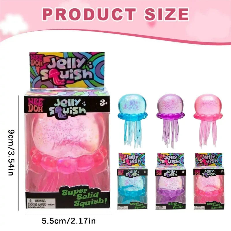 Needoh Fuzz Ball Jellyfish Squishy Toy Blind Box Random Color Soft Stress Relief