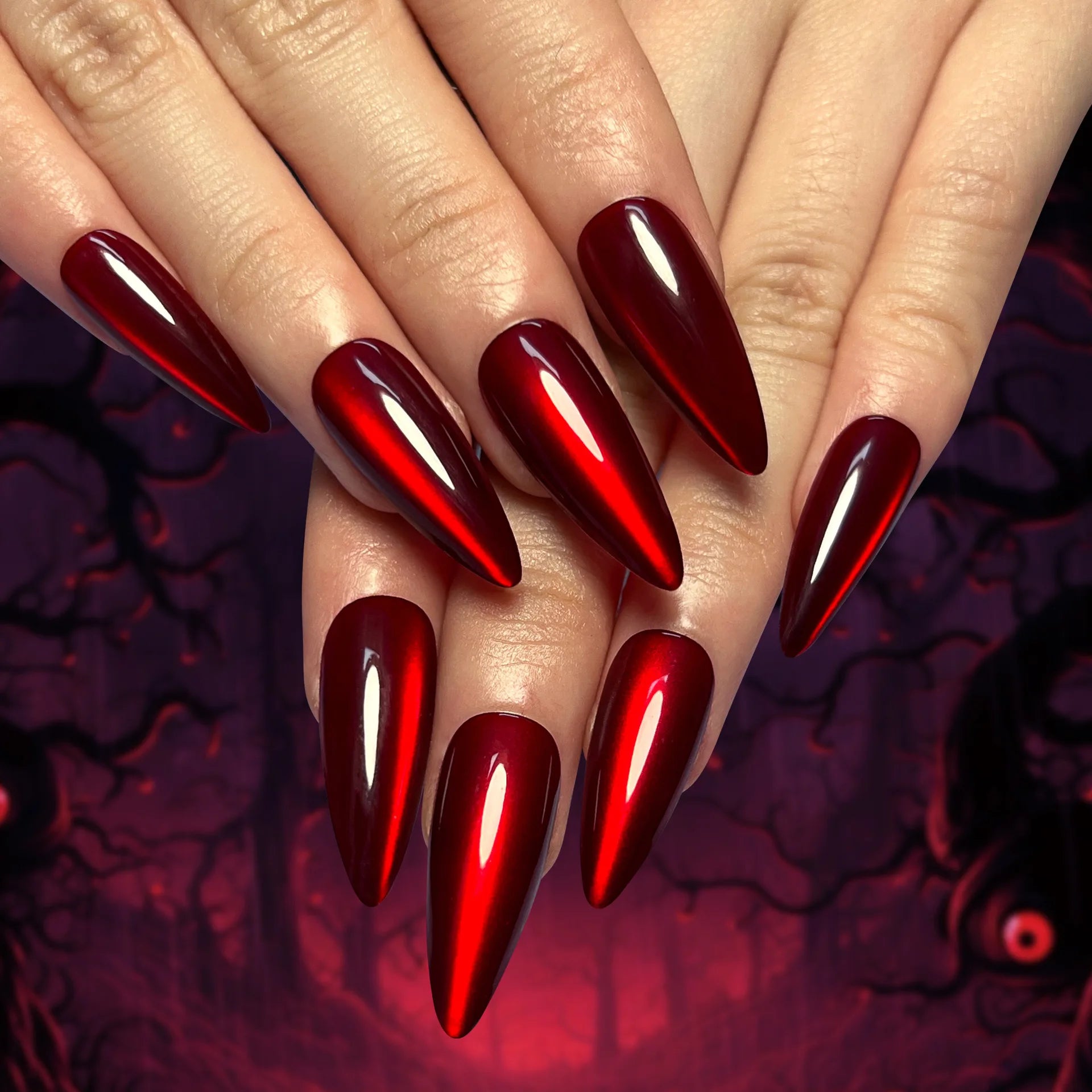 Glossy Cat Eye Full Glam Press On Nails