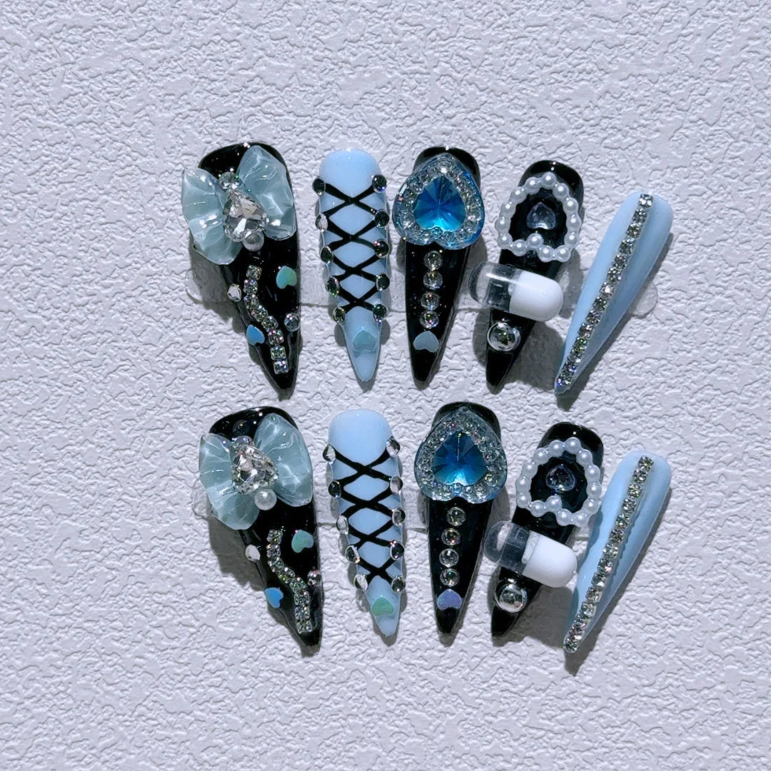 Long Y2K Stiletto Press on Gothic Alt Nails