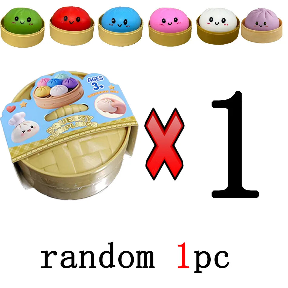 Mystery Random Dumpling Squishies Cute Colorful Bun Toy Stress Relief Fidget