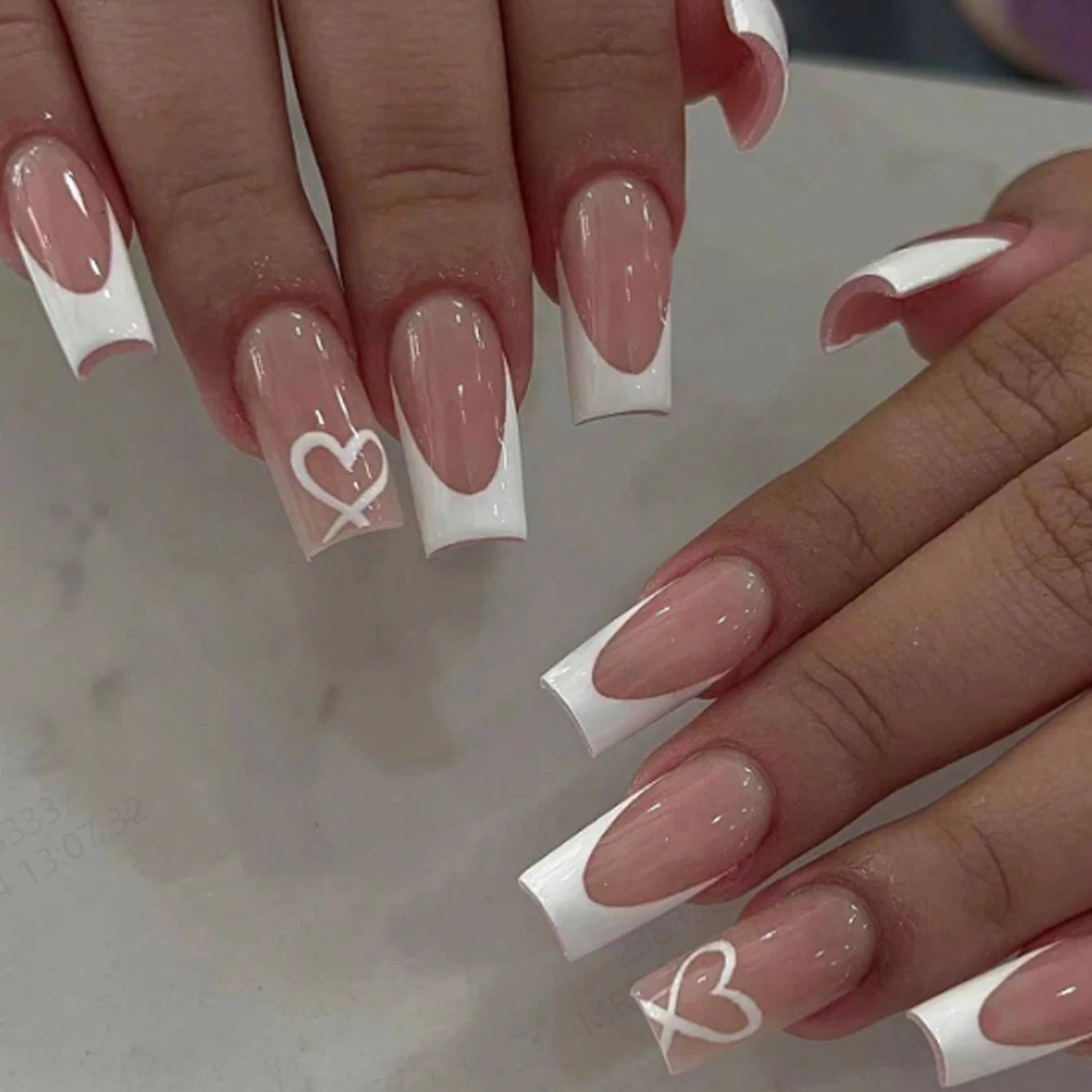 Square French Tip Y2K Press on Nails
