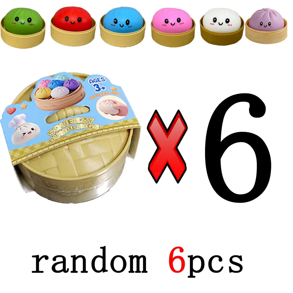 Mystery Random Dumpling Squishies Cute Colorful Bun Toy Stress Relief Fidget