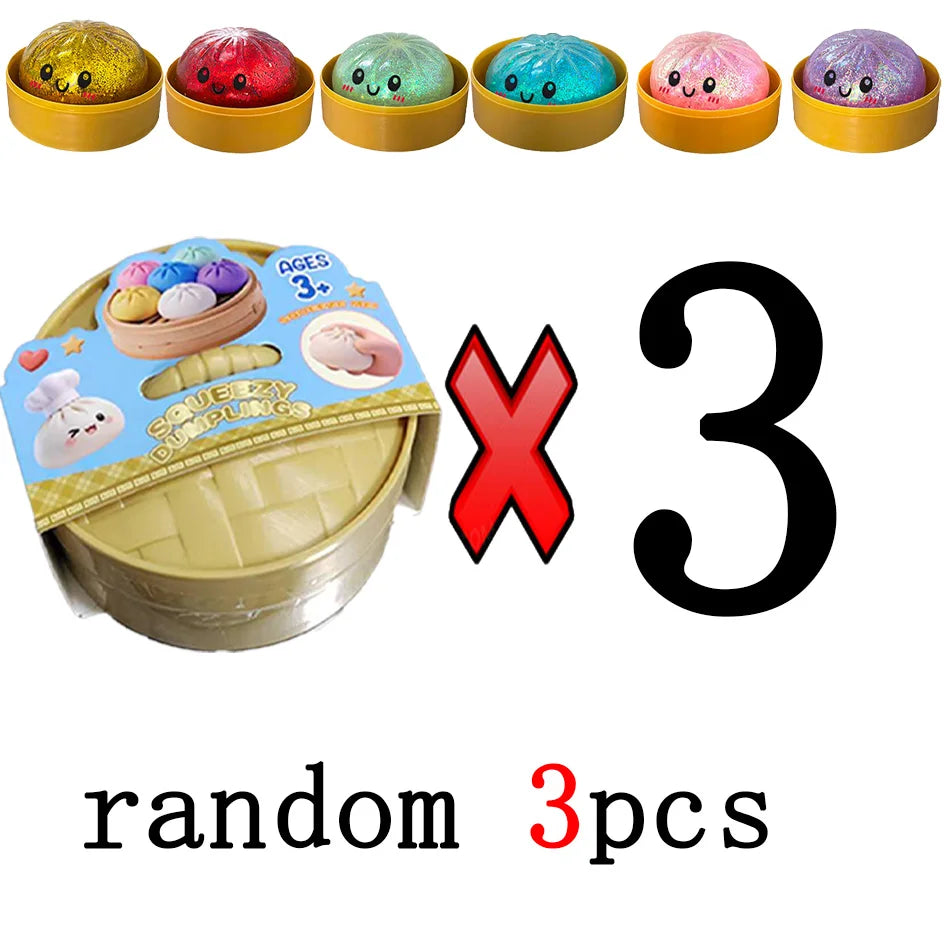 Mystery Random Dumpling Squishies Cute Colorful Bun Toy Stress Relief Fidget