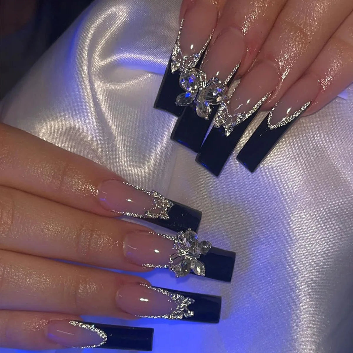 Long Square Press on Charm Nails Durable Wear