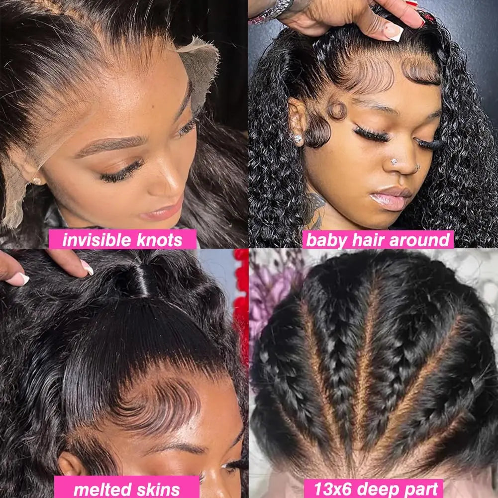 Curly Deep Water Wave Human Hair Hd Lace Wigs 30 inch