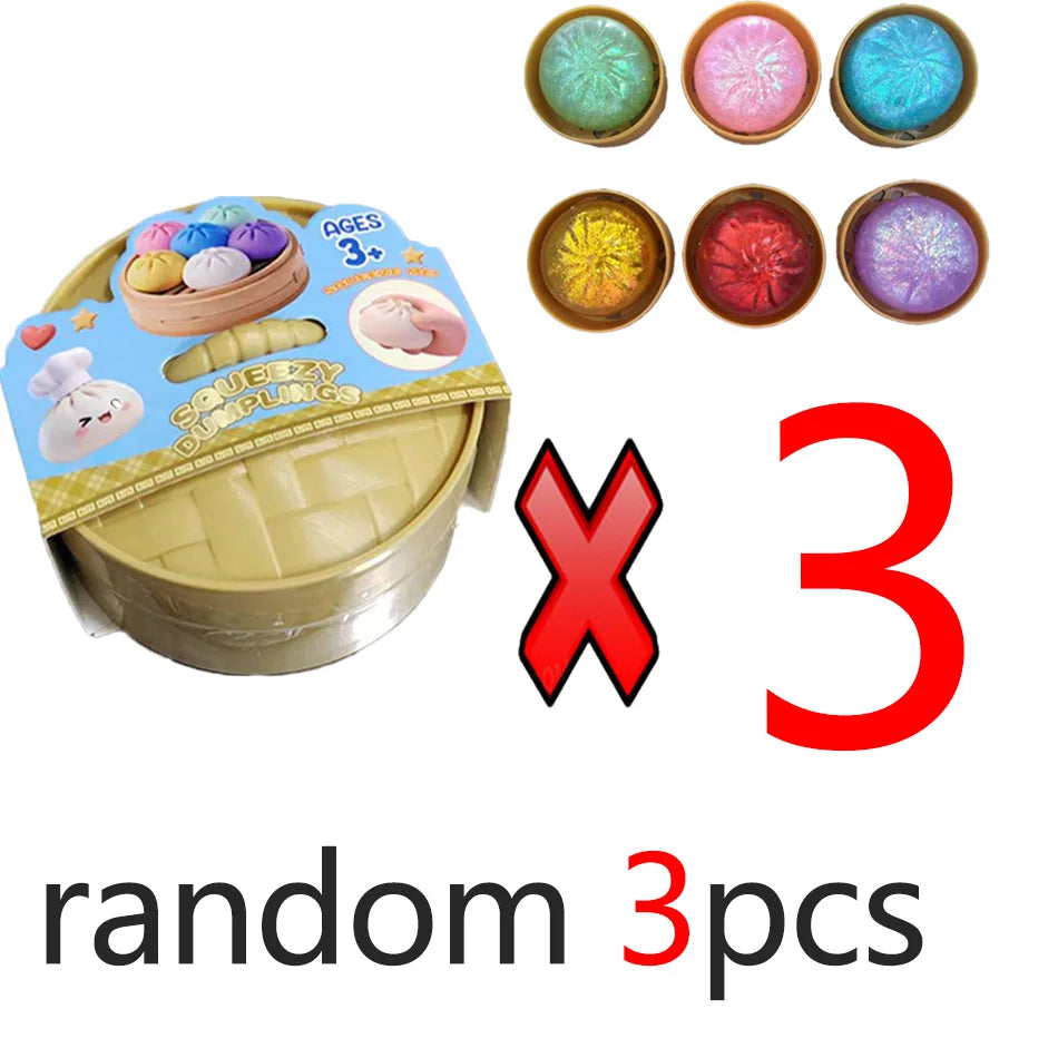 Mystery Random Dumpling Squishies Cute Colorful Bun Toy Stress Relief Fidget