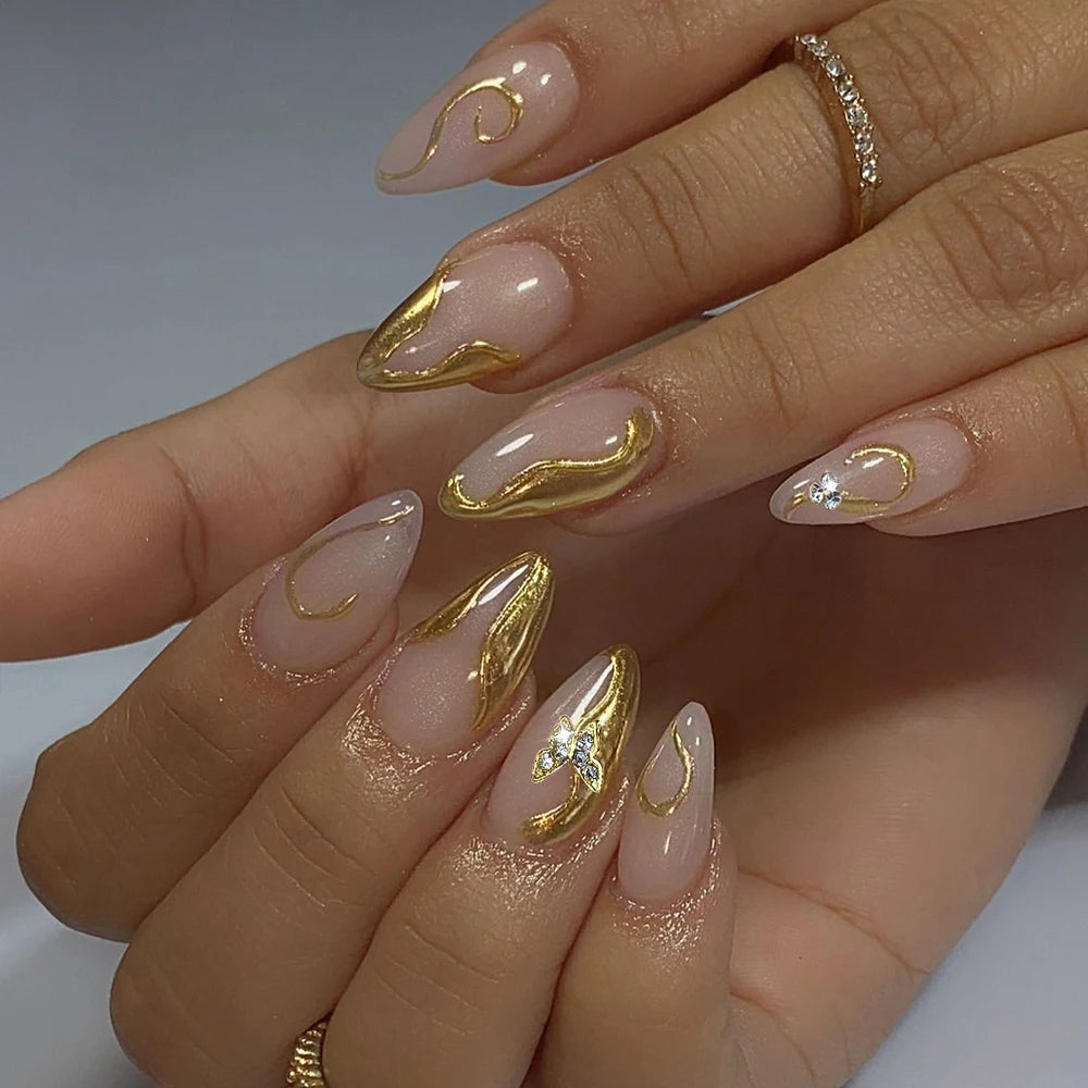 Stunning Retro Flower Y2k Caviar Bead Floral Press on Nails