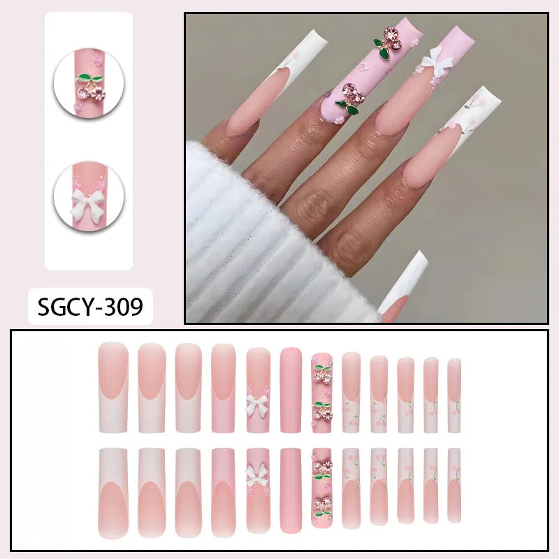 Ultra Long Extravagant Diamond Glossy Press On Nails