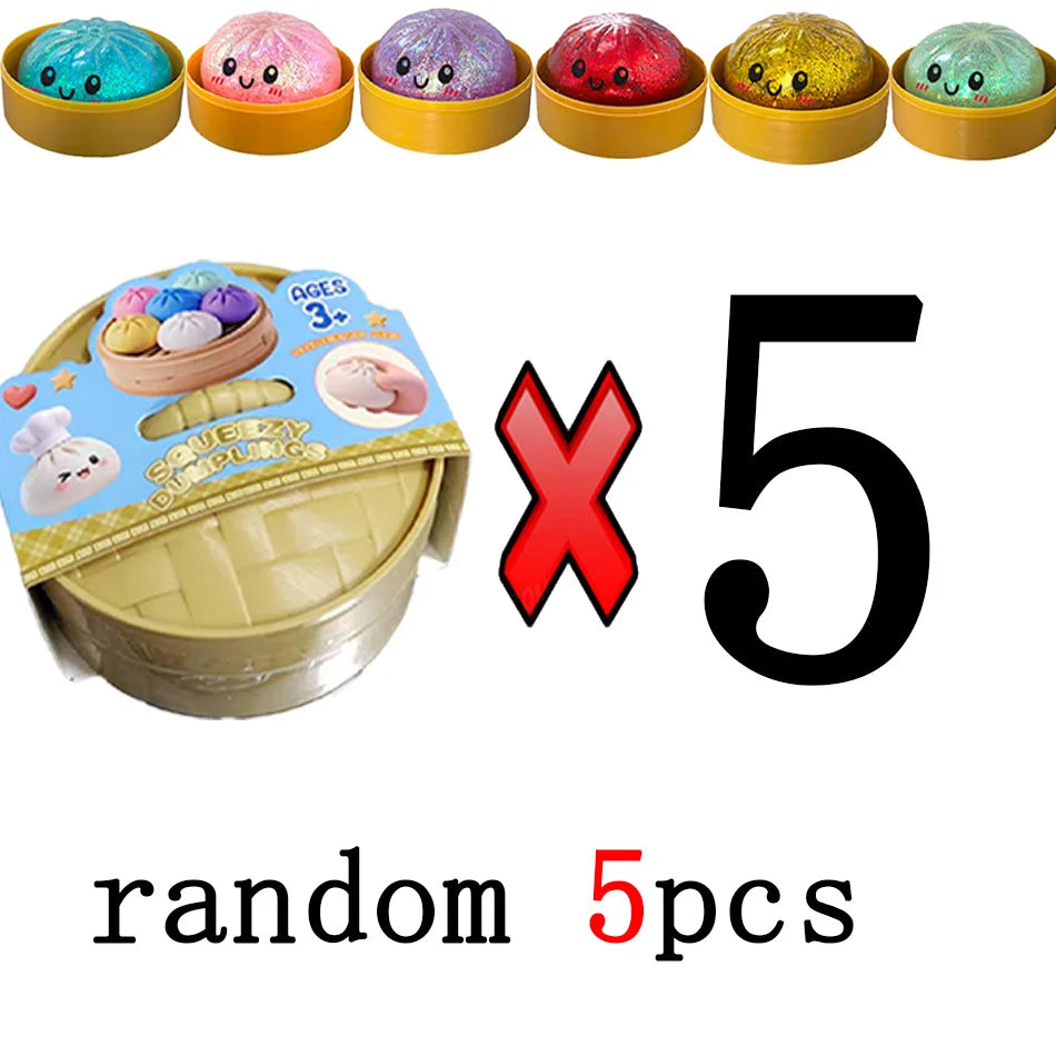 Mystery Random Dumpling Squishies Cute Colorful Bun Toy Stress Relief Fidget