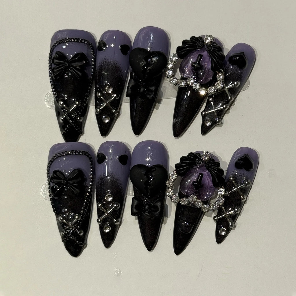 Long Y2K Stiletto Press on Gothic Alt Nails