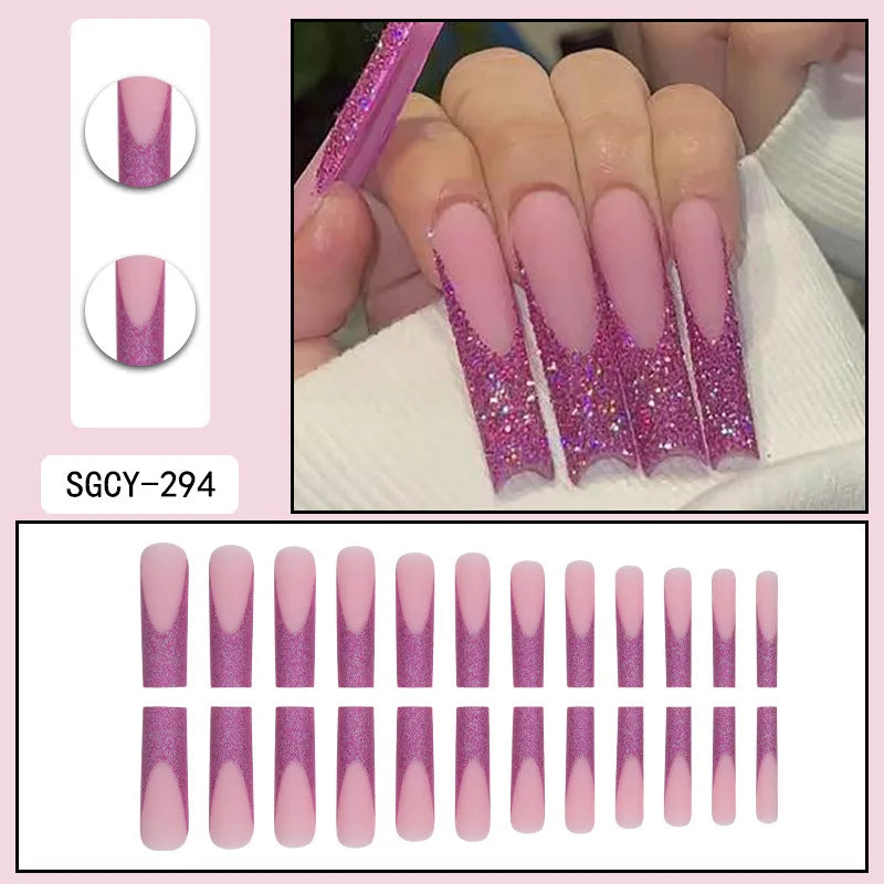 Ultra Long Extravagant Diamond Glossy Press On Nails