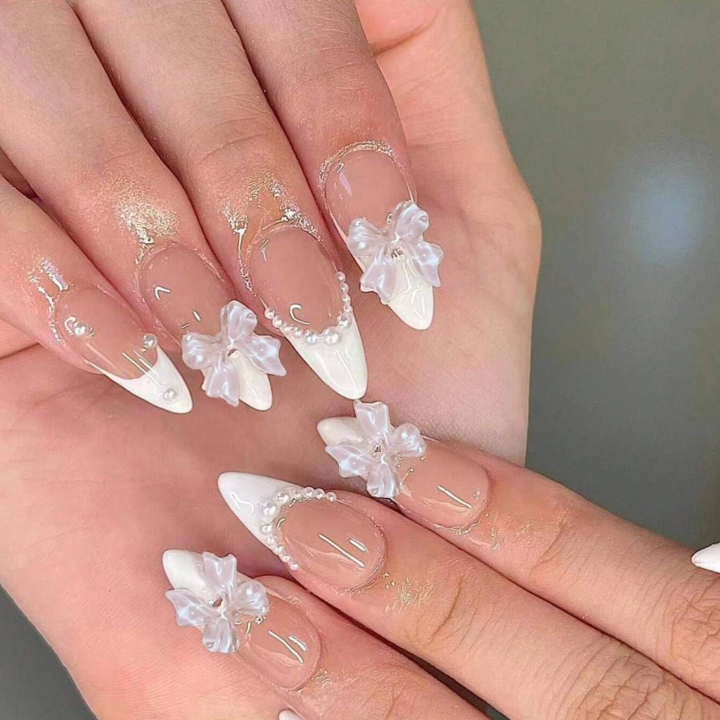 Square French Tip Y2K Press on Nails