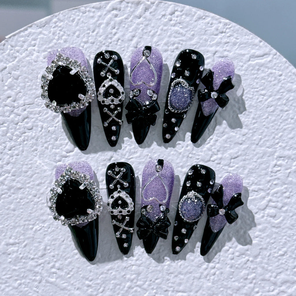 Long Y2K Stiletto Press on Gothic Alt Nails
