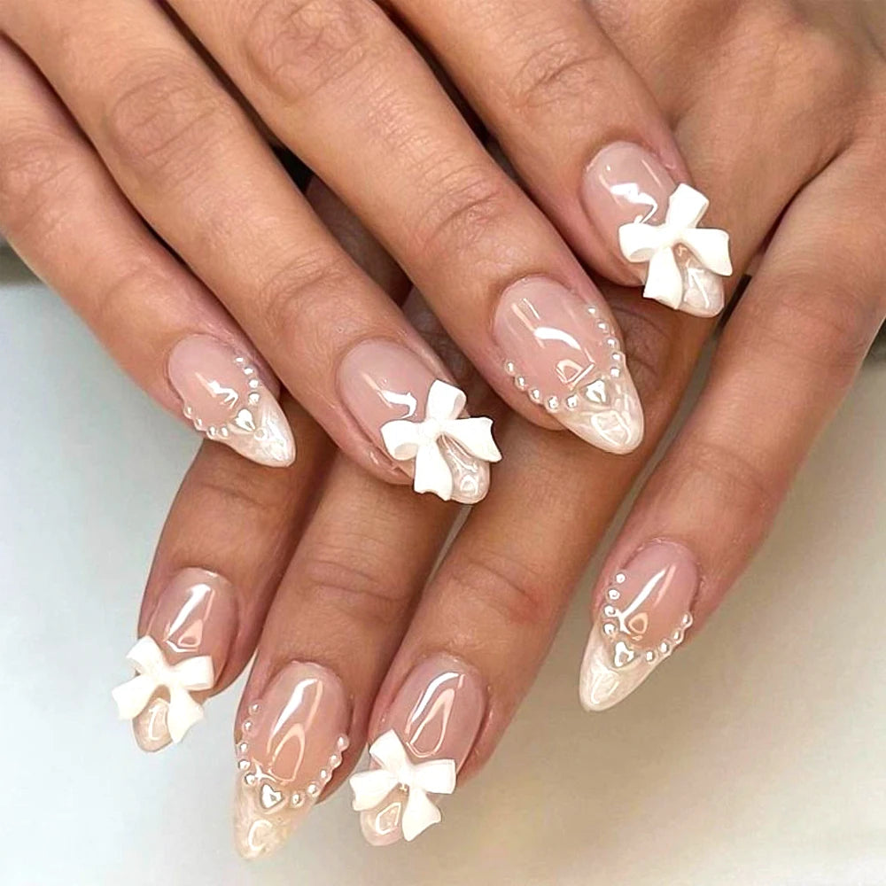 Stunning Retro Flower Y2k Caviar Bead Floral Press on Nails