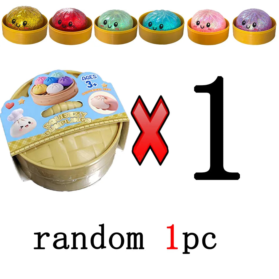Mystery Random Dumpling Squishies Cute Colorful Bun Toy Stress Relief Fidget
