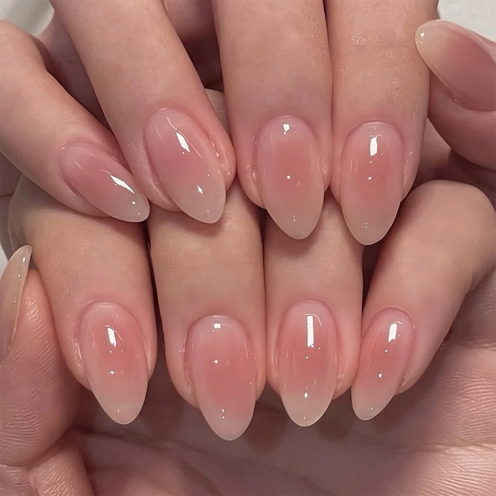 Metallic Cat Eye Sheer Manicure Art Textured 3D Acrylic Almond Medium Press on Nails