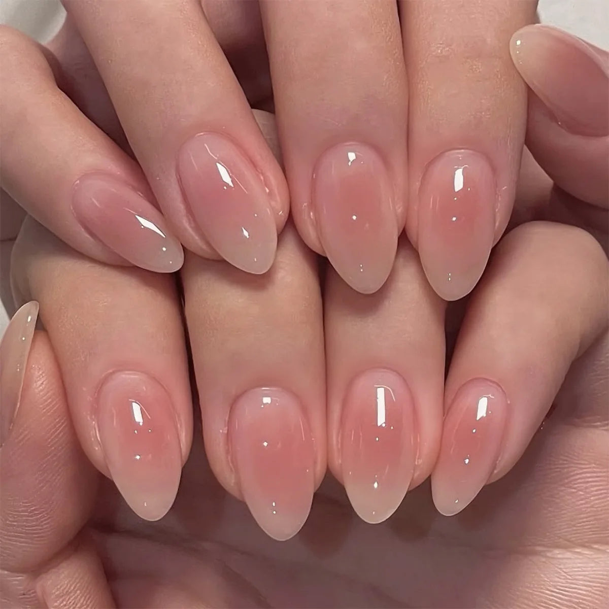Metallic Cat Eye Sheer Manicure Art Textured 3D Acrylic Almond Medium Press on Nails