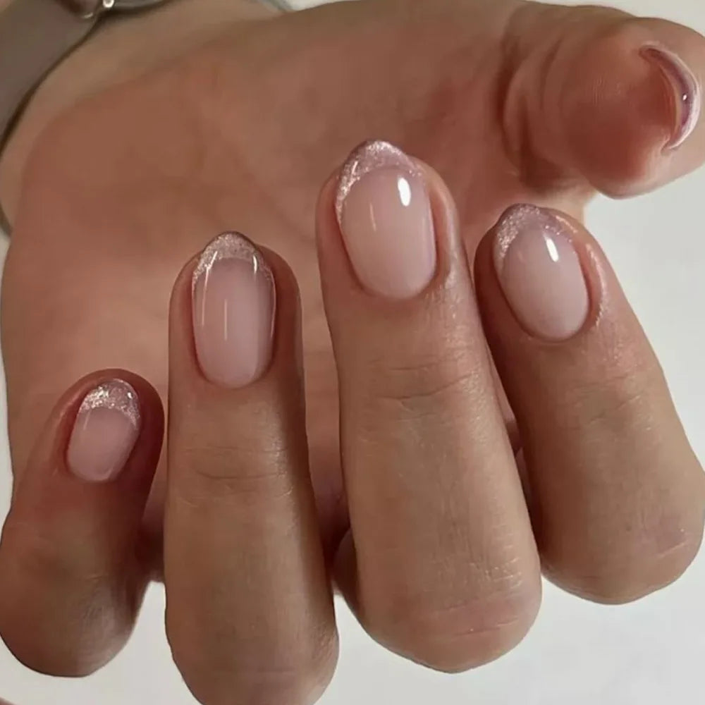 Metallic Cat Eye Sheer Manicure Art Textured 3D Acrylic Almond Medium Press on Nails