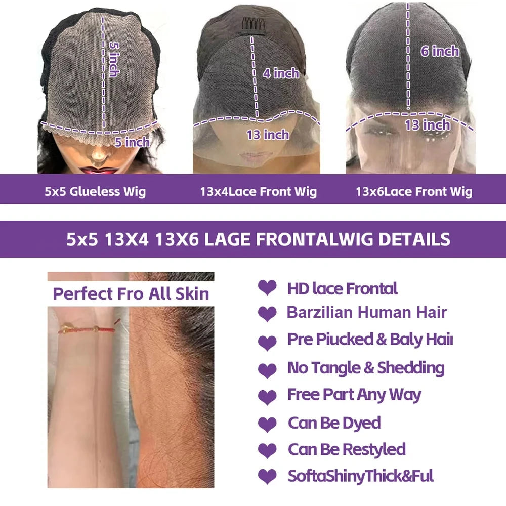 Wear And Go Glueless Wet And Wavy Human Hair Lace Front Wig