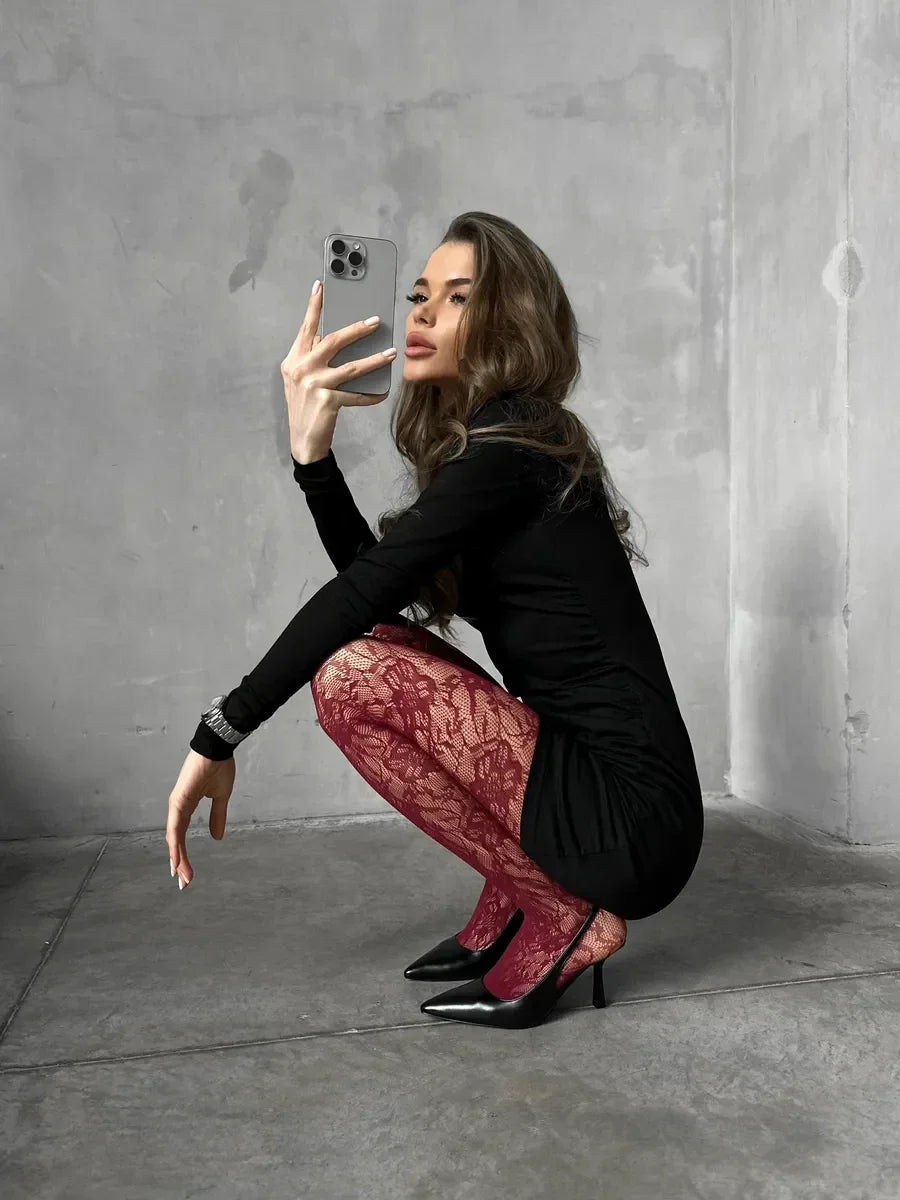 Floral Lace Fishnet Tights