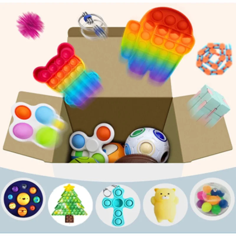 Random Mystery Fidget Toys Bag Pack for Cheap Sensory Toys Stress Reliver Autism ADHD Gifts Spinner Fidget Squishy Set