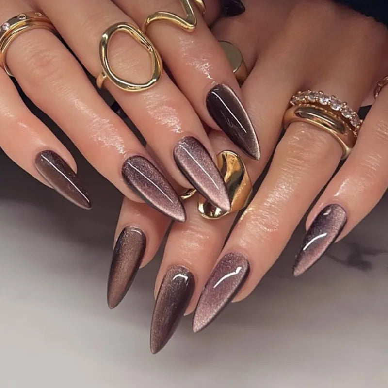Glossy Cat Eye Full Glam Press On Nails
