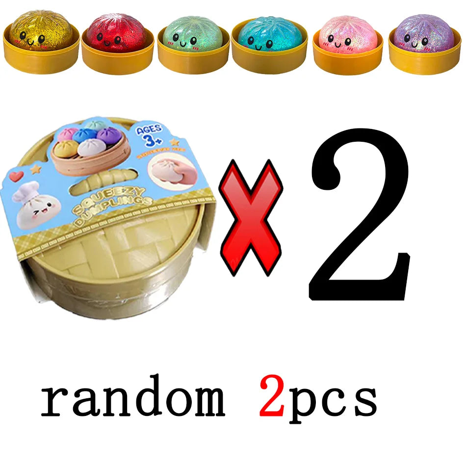 Mystery Random Dumpling Squishies Cute Colorful Bun Toy Stress Relief Fidget