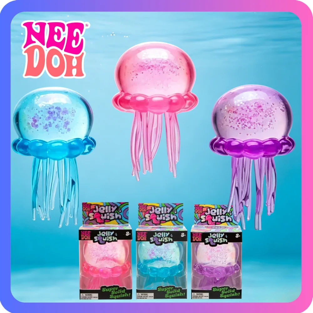 Needoh Fuzz Ball Jellyfish Squishy Toy Blind Box Random Color Soft Stress Relief