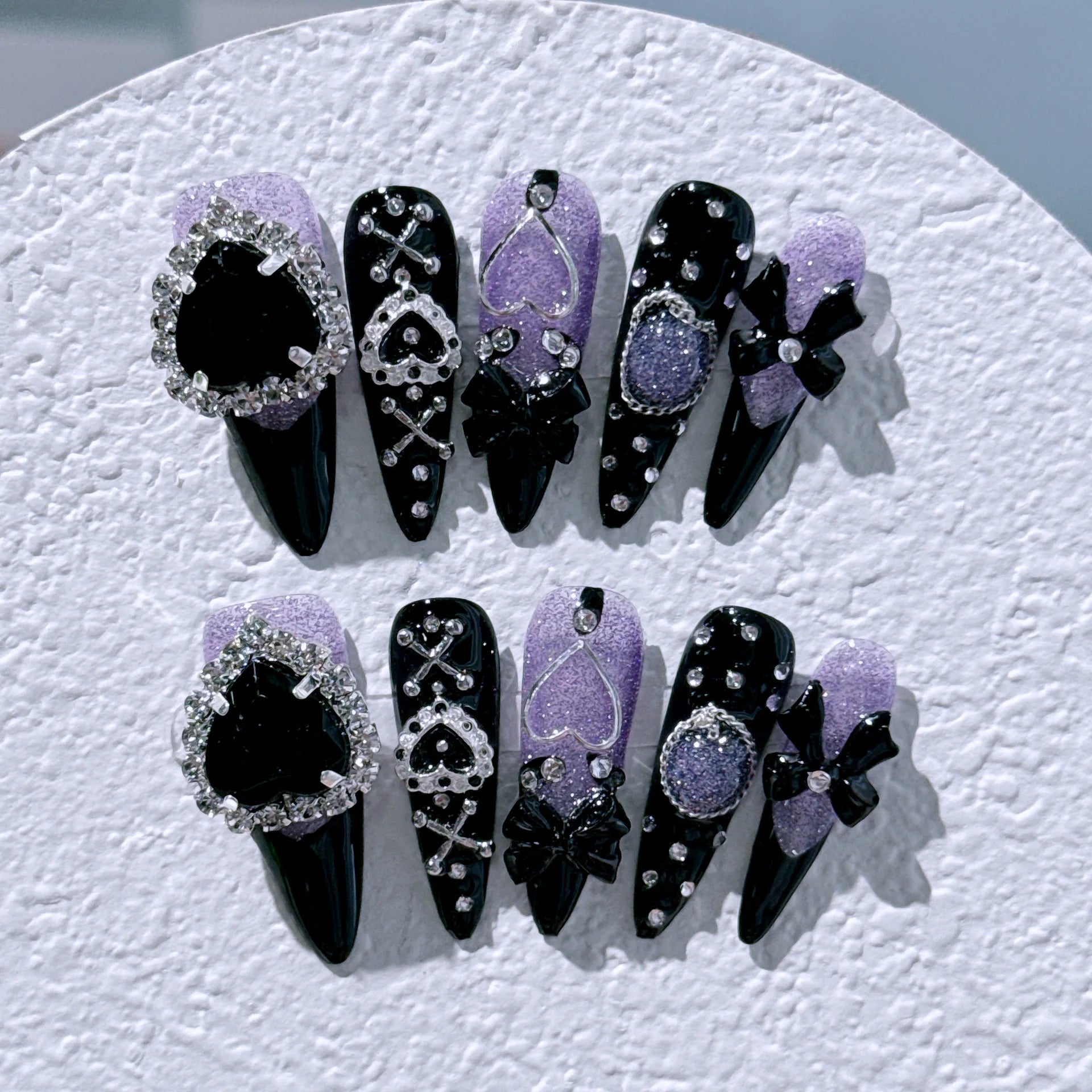 Long Y2K Stiletto Press on Gothic Alt Nails