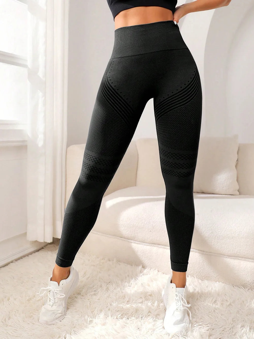High Waisted Elastic Fitness Pants with lift affect