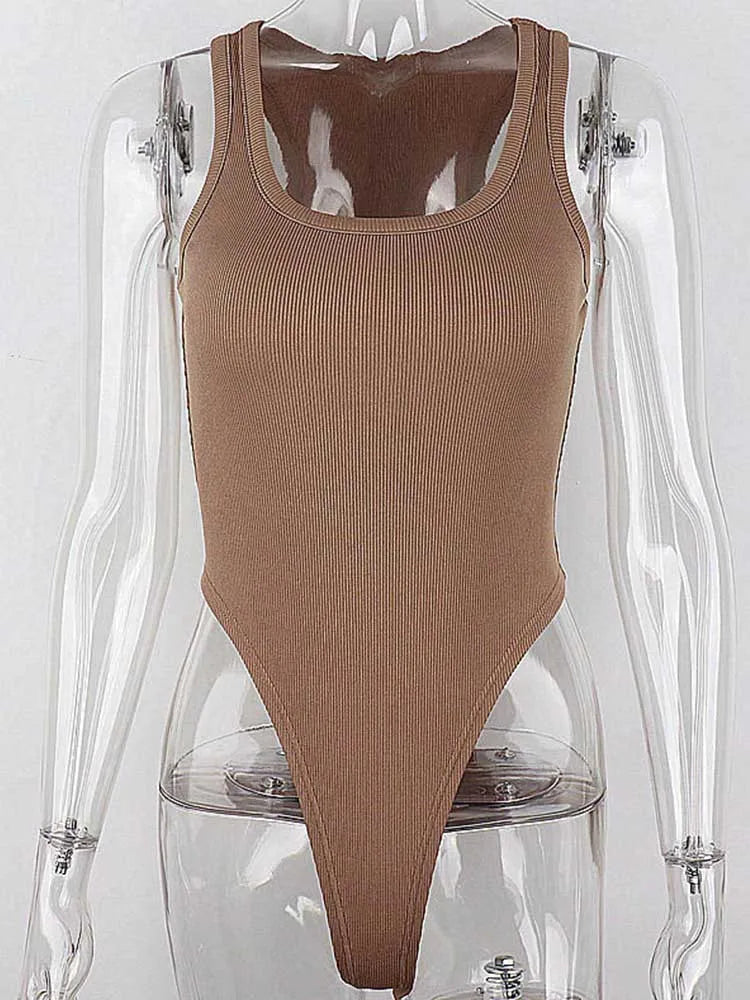 Bodycon Sleeveless Halter Top Bodysuit