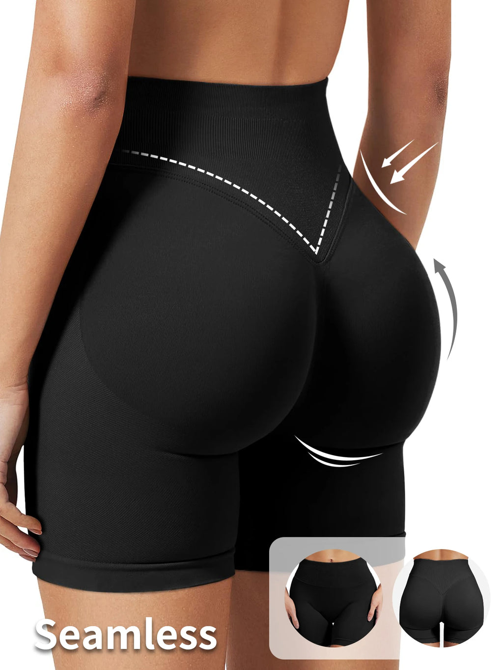 High stretch hip lifting fitness yoga shorts with no awkward lines