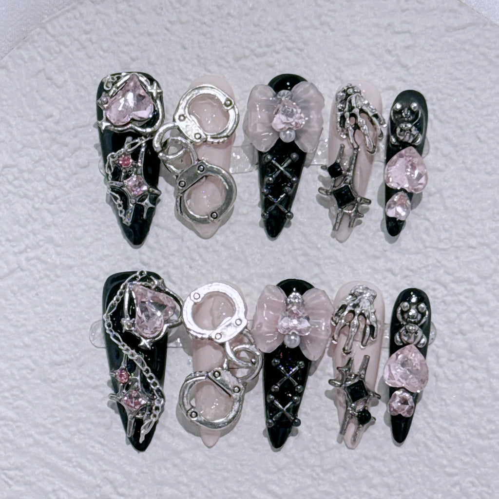 Long Y2K Stiletto Press on Gothic Alt Nails