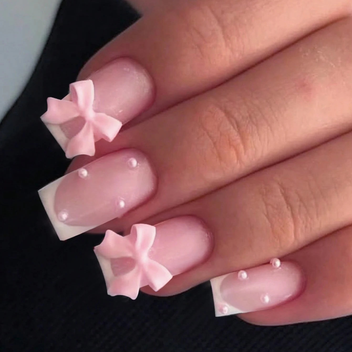 Square French Tip Y2K Press on Nails