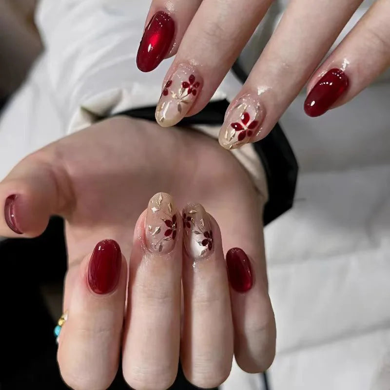 Pink Flower Almond Kawaii Press on Nails