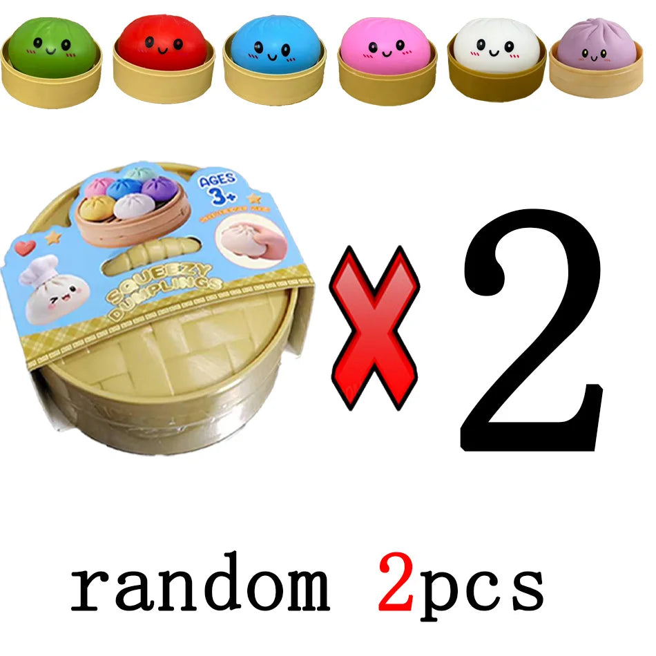 Mystery Random Dumpling Squishies Cute Colorful Bun Toy Stress Relief Fidget