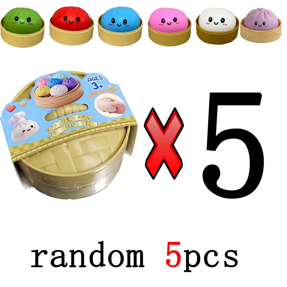 Mystery Random Dumpling Squishies Cute Colorful Bun Toy Stress Relief Fidget