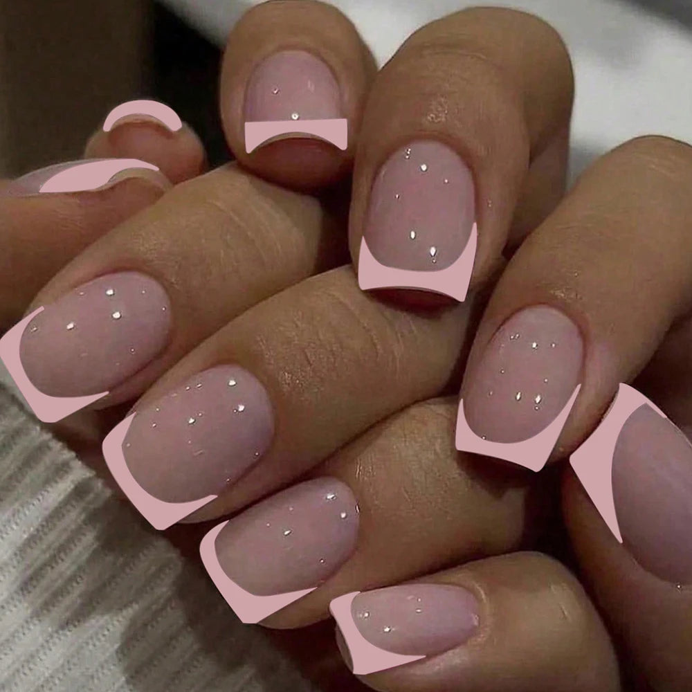 Square French Tip Y2K Press on Nails