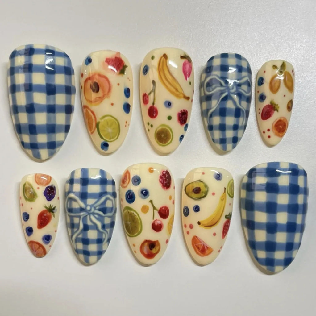 Pink Flower Almond Kawaii Press on Nails