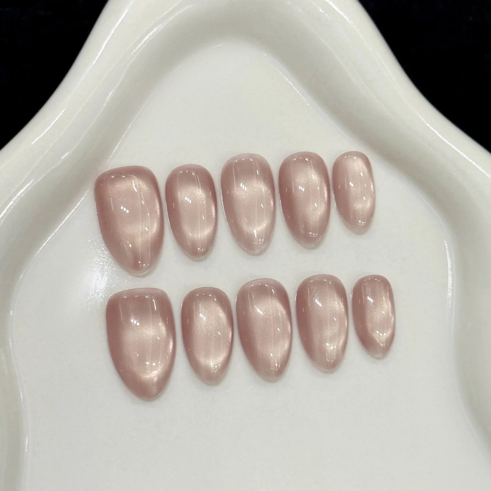 Handmade Glass Bead Cat Eyes Press on Nails
