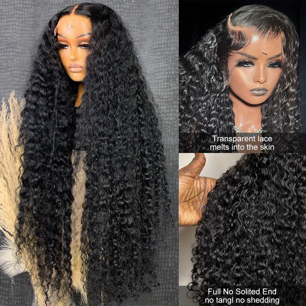 Curly Deep Water Wave Human Hair Hd Lace Wigs 30 inch