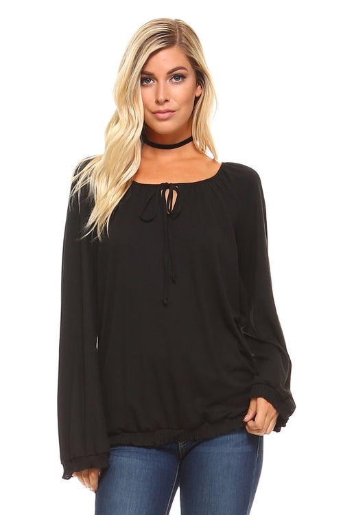 Women's Long Sleeve Solid Blouse Top